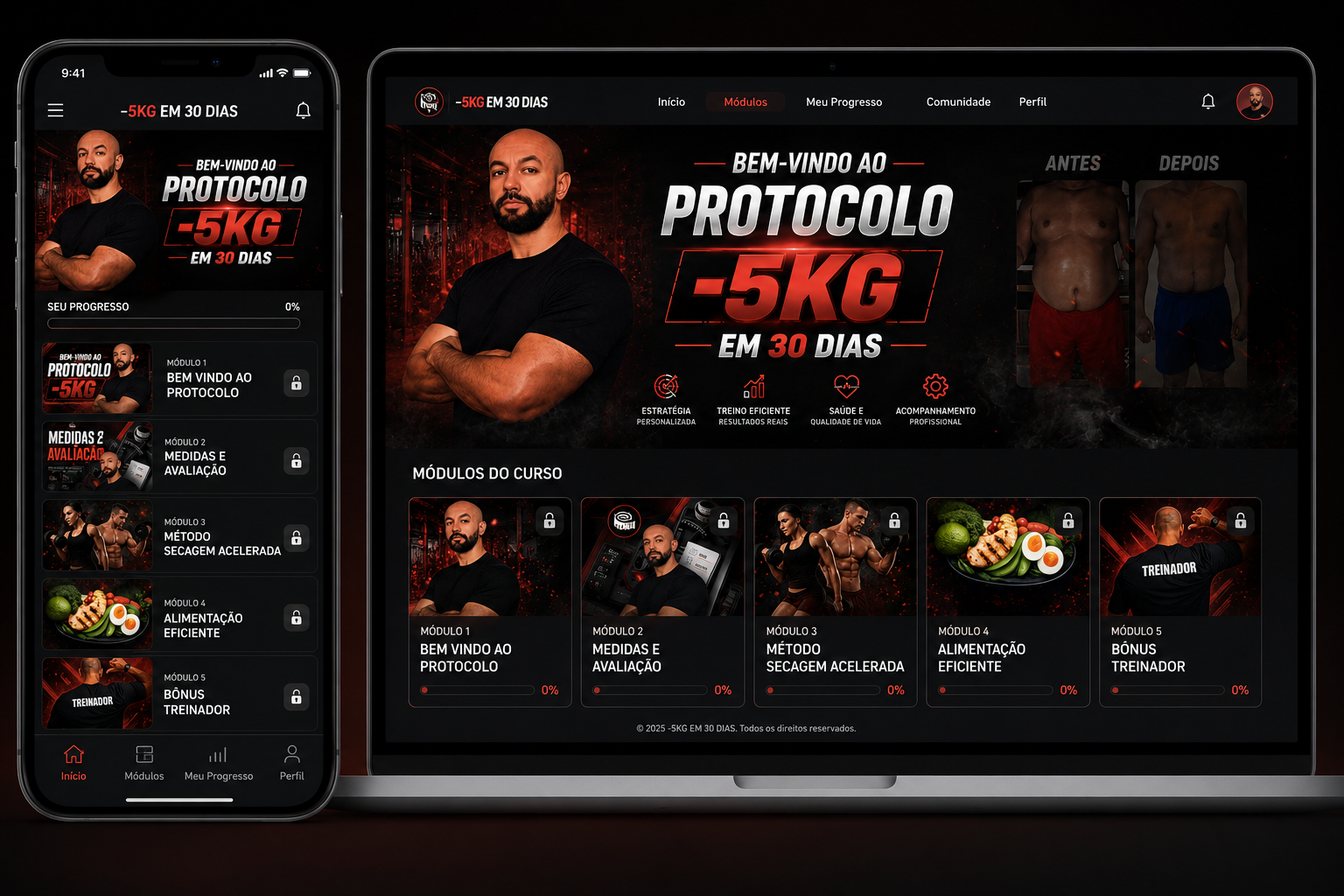 Plataforma do Protocolo -5KG em 30 Dias no celular e no computador